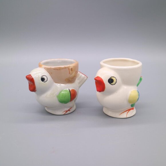 Vintage Lustreware Chicken Egg Cups Made in Occupied Japan - Picture 2 of 8